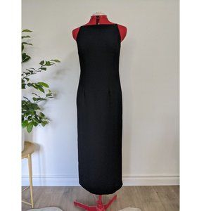 Petites - Classic Black high neck dress with back slit